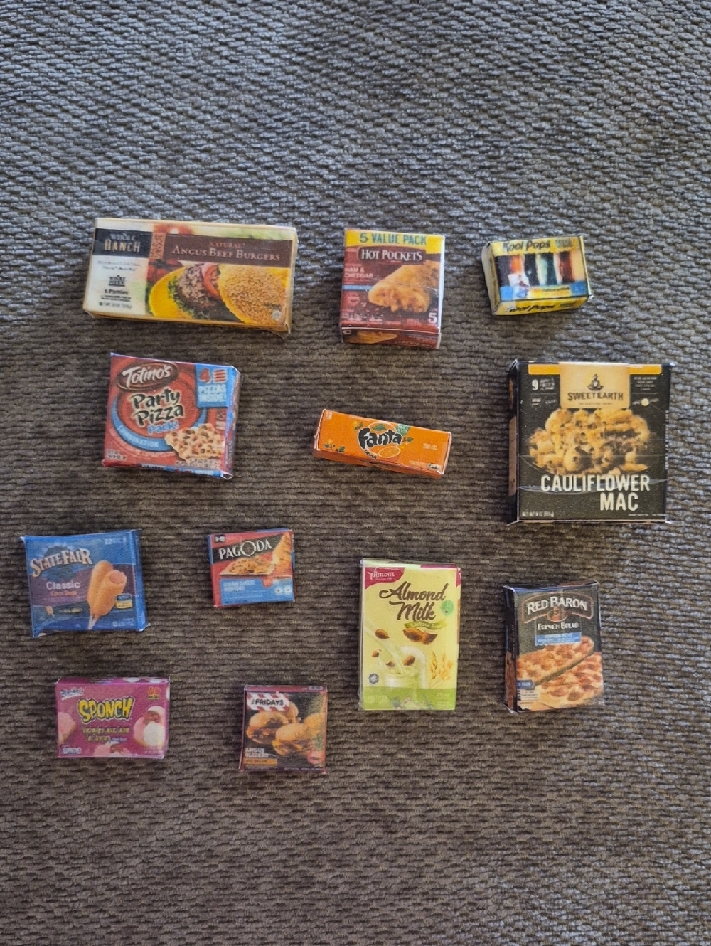Miniature Assorted Food Box Playset - Orange, Yellow, Blue